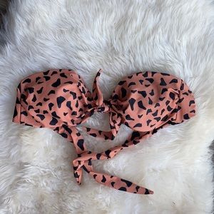 Bikini Animal Print Tie Strapless Top